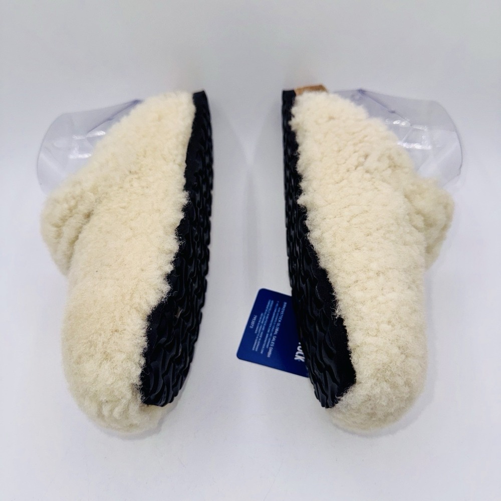 Birkenstock Boston Big Buckle Shearling Mules Women's Size 6 EU 37 Eggshell - Picture 14 of 16